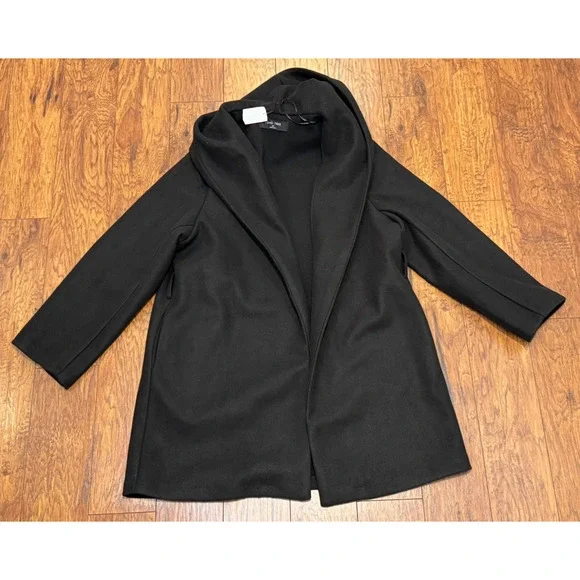 Love Tree Black Fleece Hooded Wrap Coat Women's Plus 3X - BELT MISSING - Picture 8 of 8